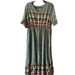 Women’s Bohemian Floral Maxi Dress with Short Sleeves size xl -12
